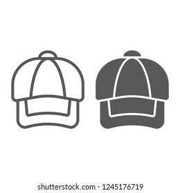 Cap line and glyph icon, clothing and casual, hat sign, vector graphics, a linear pattern on a white background, eps 10.