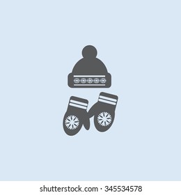 Cap and mittens vector icon