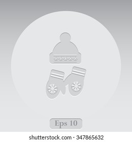 Cap and mittens vector icon