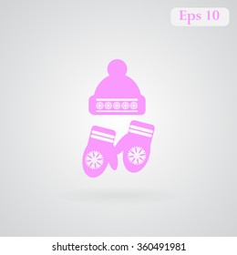 Cap and mittens vector icon