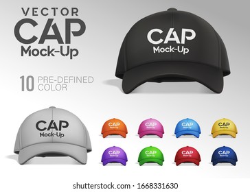 Cap Mock-Up in front view with Predefined Color, easy to edit and place your design. Vector Realistic Illustration