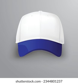 Cap mockup set. Isolated realistic  baseball cap hat templates. Front, back and angle view of adult man caps mockup collection. Vector sport uniform headwear clothing fashion mock up