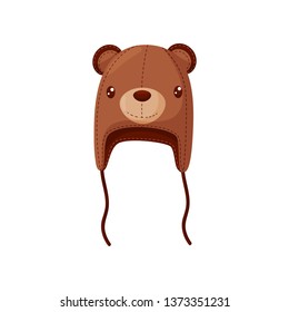 Cap with muzzle and ears of a bear. Vector illustration.