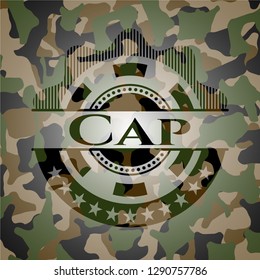 Cap on camouflage texture