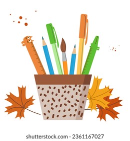 a cap with pencils and brushes vector illustration