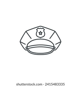 Cap, policeman, law, police, court, jurisprudence icon, vector illustration