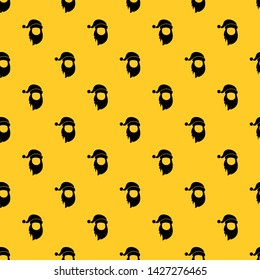 Cap with pompon of Santa Claus and beard pattern seamless vector repeat geometric yellow for any design