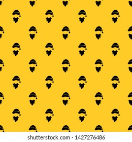 Cap with pompon of Santa Claus and beard pattern seamless vector repeat geometric yellow for any design
