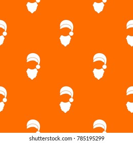 Cap with pompon of Santa Claus and beard pattern repeat seamless in orange color for any design. Vector geometric illustration