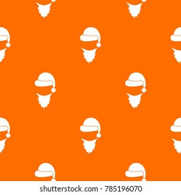 Cap with pompon of Santa Claus and beard pattern repeat seamless in orange color for any design. Vector geometric illustration