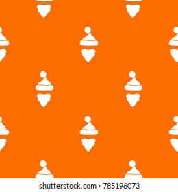 Cap with pompon of Santa Claus and beard pattern repeat seamless in orange color for any design. Vector geometric illustration