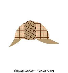 Cap private detective isolated. Hat Vector illustration