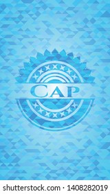 Cap realistic light blue mosaic emblem