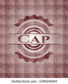 Cap red badge with geometric background. Seamless.