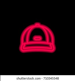 Cap red glowing neon ui ux icon. Glowing sign logo vector