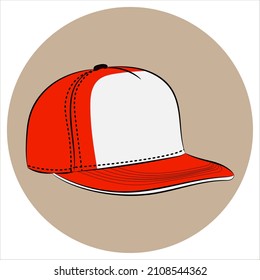 cap red white snap back vector