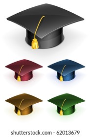 cap scientist with brush in set vector illustration isolated on white background