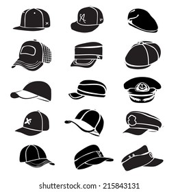 cap set isolated on hat icon vector baseball rap