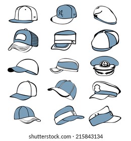 cap set isolated on hat icon vector baseball rap