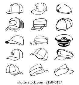 cap set isolated on hat icon vector baseball rap