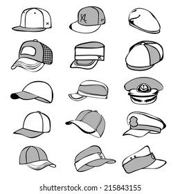 cap set isolated on hat icon vector baseball rap