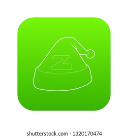 Cap for sleep icon green vector isolated on white background