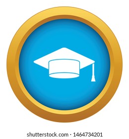 Cap student icon blue vector isolated on white background for any design