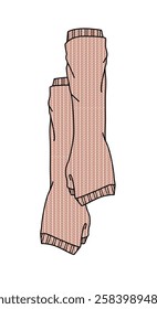 Cap style knit gloves design technical flat sketch vector mockup template.