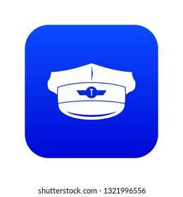 Cap taxi driver icon digital blue for any design isolated on white vector illustration