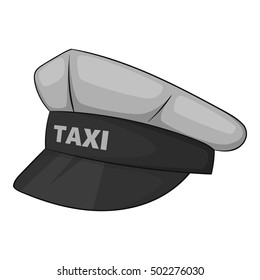 Cap taxi driver icon. Gray monochrome illustration of cap taxi driver vector icon for web