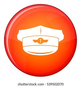 Cap taxi driver icon in red circle isolated on white background vector illustration