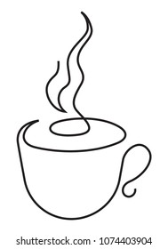Cap of tea or coffee illustration in one line style