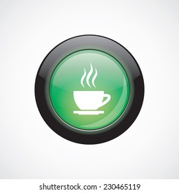 cap of tea glass sign icon green shiny button. ui website button 