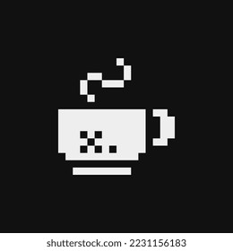 Teekarte Ikone. Pixel Art Stil. Traditioneller englischer Tee. Einzige Vektorgrafik. 