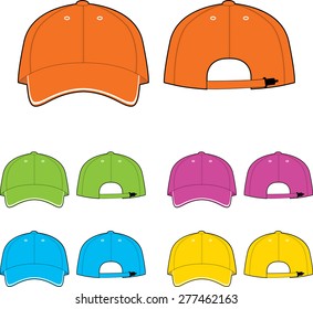 Cap template. Front and back view. Vector illustration on white background