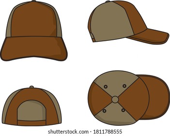 cap template vector  front side top  and side view for design