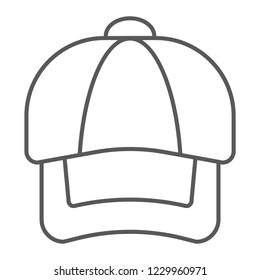 Cap thin line icon, clothing and casual, hat sign, vector graphics, a linear pattern on a white background, eps 10.