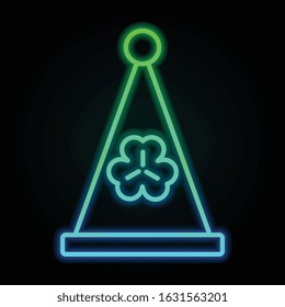 Cap, trefoil icon in nolan neon colorful style. Simple thin line, outline vector of saint patrick's day for ui and ux, website or mobile application
