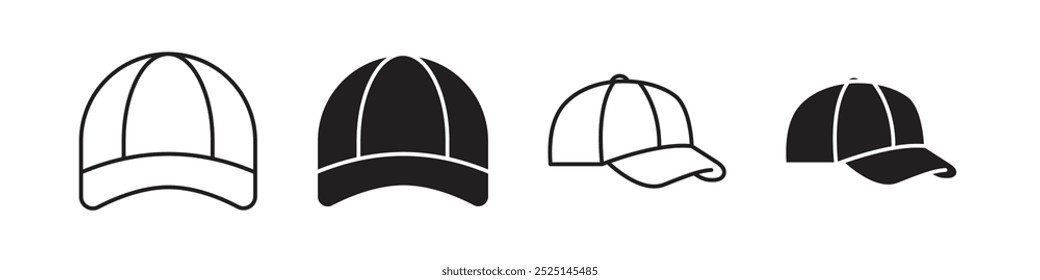 Cap vector filled and outlined icons collection