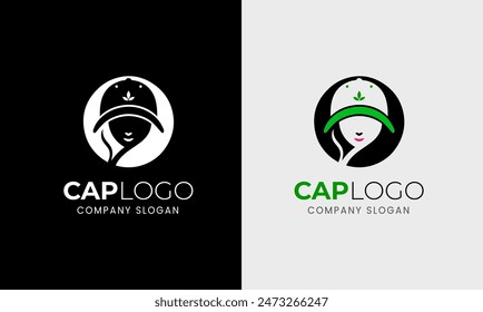 Cap vector icon, front hat cap, girl cap illustration sample template design idea  