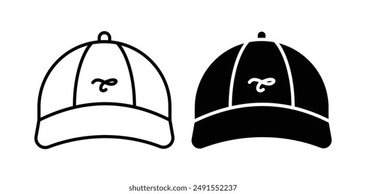 cap vector icon set in black color.