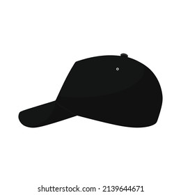 Cap vector illustration. Black baseball cap or hat design. Baseball cap template isolated on white background