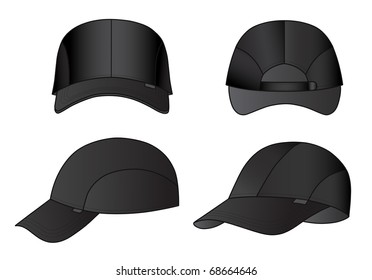 Cap vector illustration featured front, back, side, isolated on background