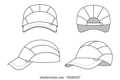 Cap vector illustration featured front, back, side, isolated on background