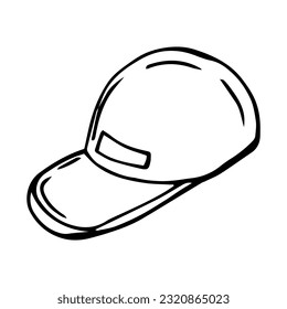 A cap with a visor. Isolated on a white background. Hand drawn sketches,  in the style of an art doodle.