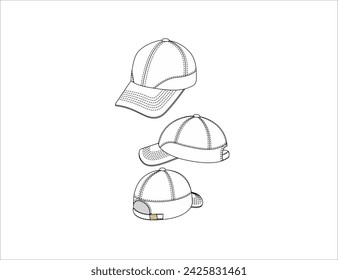 Cap, white, plain, with cutouts and fabric back regulator with gold metal clasp.