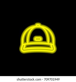 Cap yellow glowing neon ui ux icon. Glowing sign logo vector