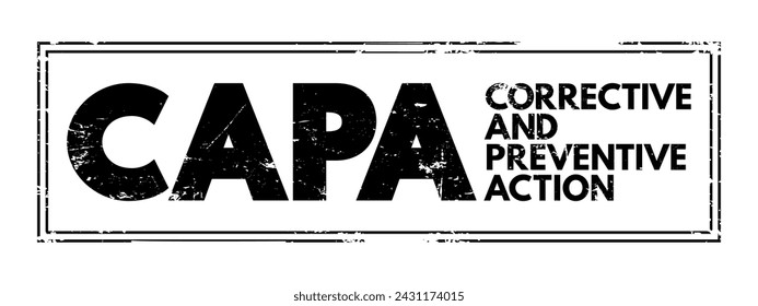 CAPA - Corrective And Preventive Action consists of improvements to an organization's processes taken to eliminate causes of non-conformities or other undesirable situations, acronym concept stamp