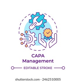 CAPA management multi color concept icon. Processes organization, quality improvement. Round shape line illustration. Abstract idea. Graphic design. Easy to use in infographic, presentation