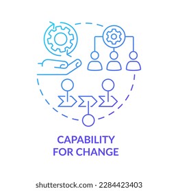 Capability for change blue gradient concept icon. Public sector. Government transformation discipline abstract idea thin line illustration. Isolated outline drawing. Myriad Pro-Bold font used